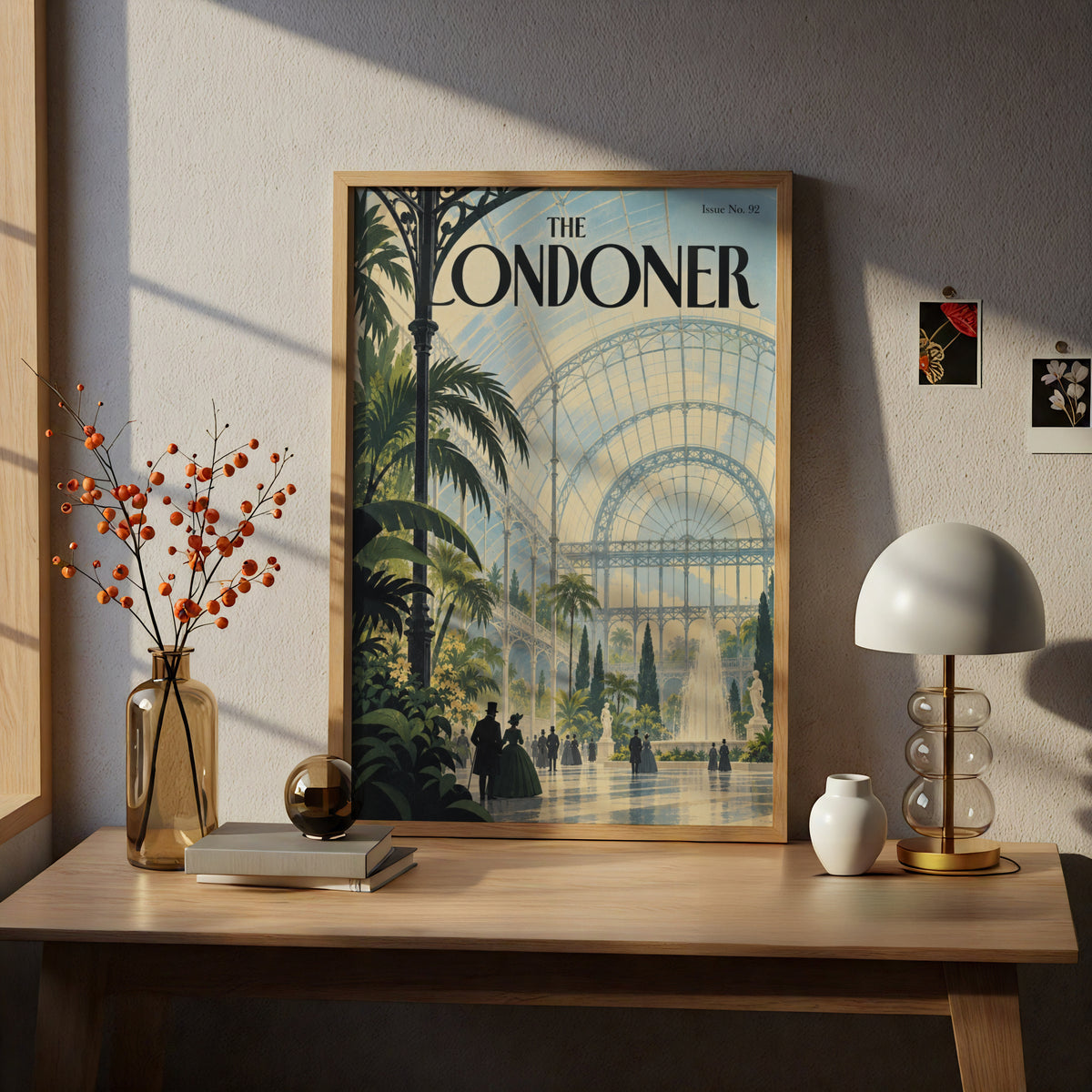 Victorian Glasshouse Poster, Crystal Palace Wall Art, Vintage Magazine Cover Print, Palm Fountain
