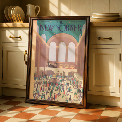 The New Yorker 1927 Grand Central Station Poster, Vintage Art Deco NYC Wall Art