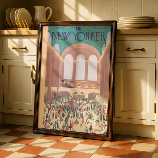 The New Yorker 1927 Grand Central Station Poster, Vintage Art Deco NYC Wall Art