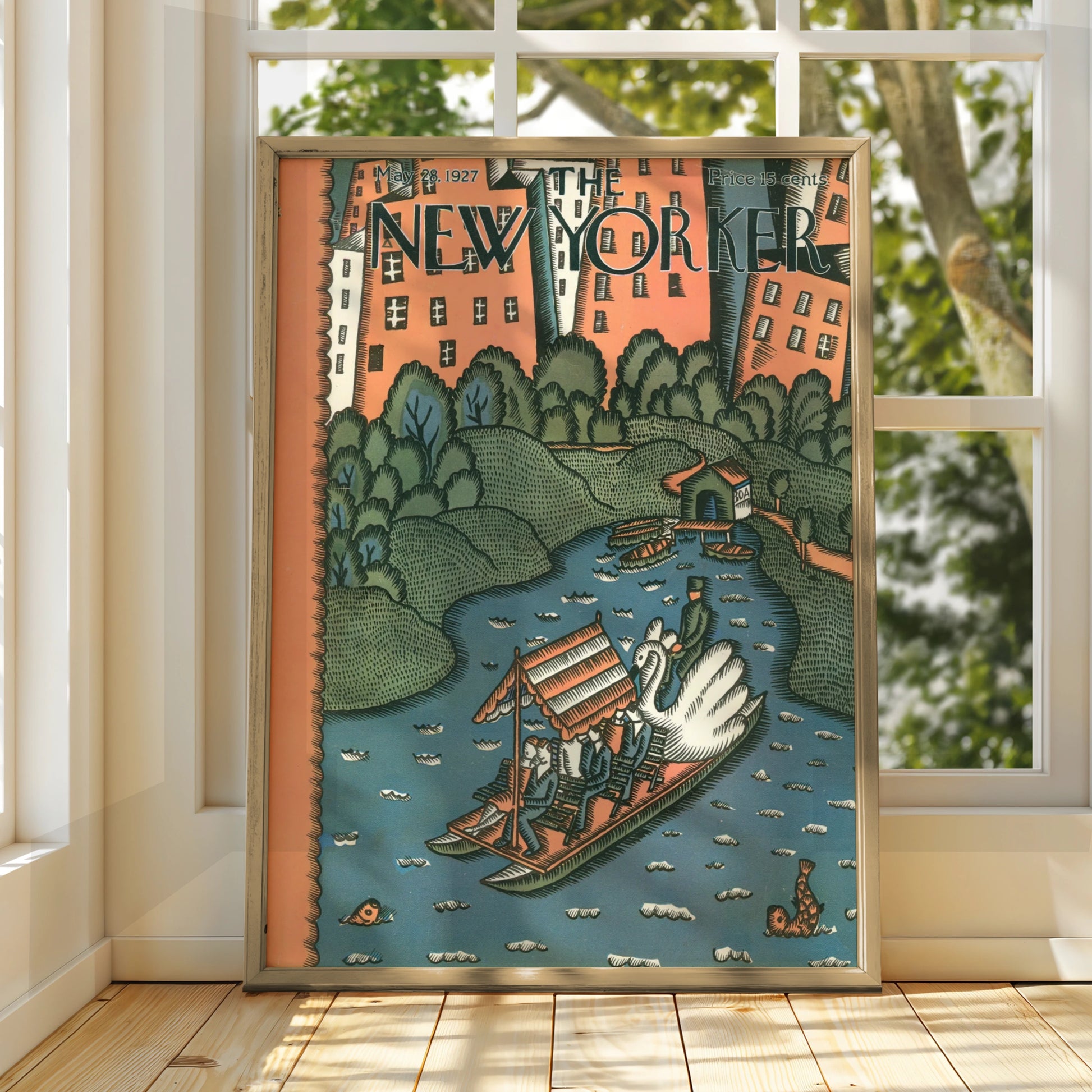 New Yorker Cover May 1927, Central Park Lake Poster, Vintage NYC Wall Art Print