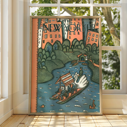 New Yorker Cover May 1927, Central Park Lake Poster, Vintage NYC Wall Art Print