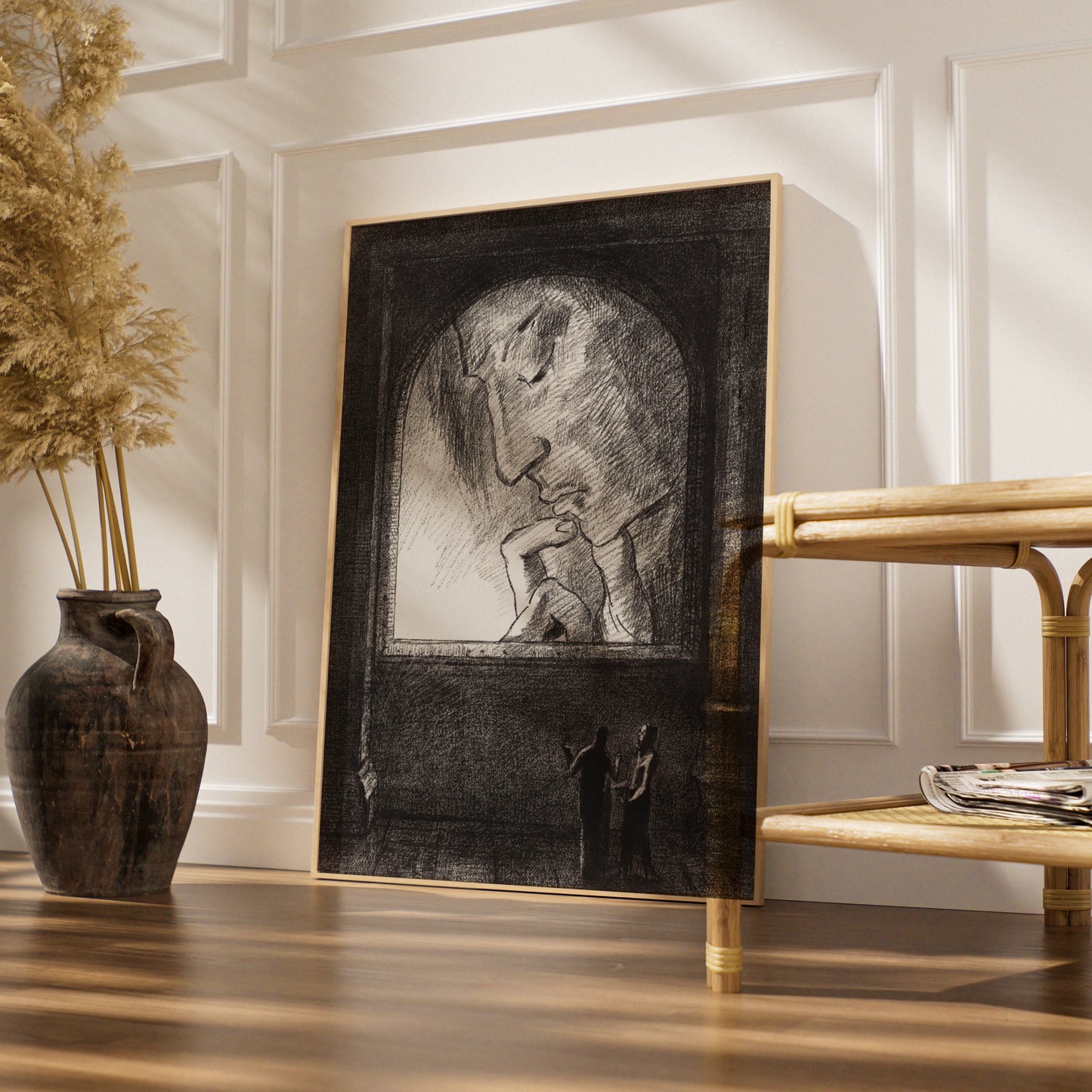 Halloween Gothic Horror Art Print, Dark Figure Archway Poster, Spooky Black Wall Art