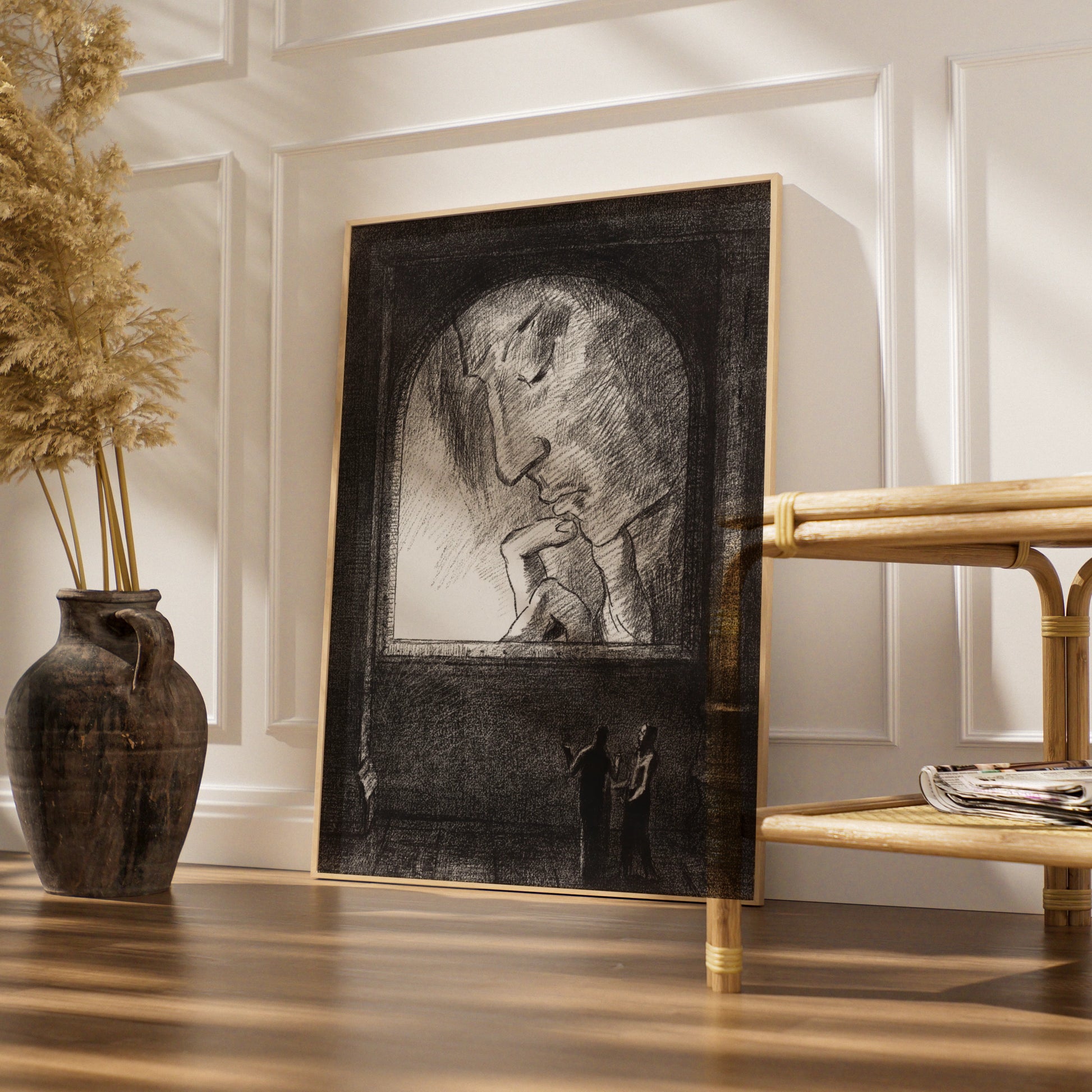 Halloween Gothic Horror Art Print, Dark Figure Archway Poster, Spooky Black Wall Art