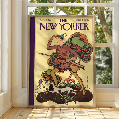 The New Yorker October 1927 Cover Poster, Vintage Hunter Art Deco Wall Art Print