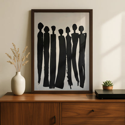 Abstract Figure Silhouette Print, Monochrome Wall Art, Black and White Minimalist Poster