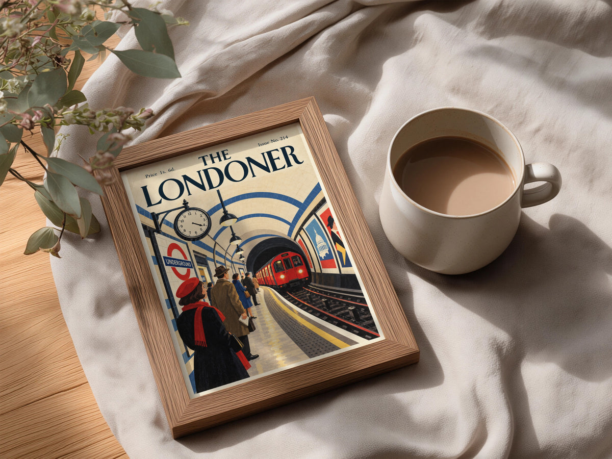The Londoner Vintage Magazine Cover Poster, London Underground Wall Art, Retro Tube Station Art