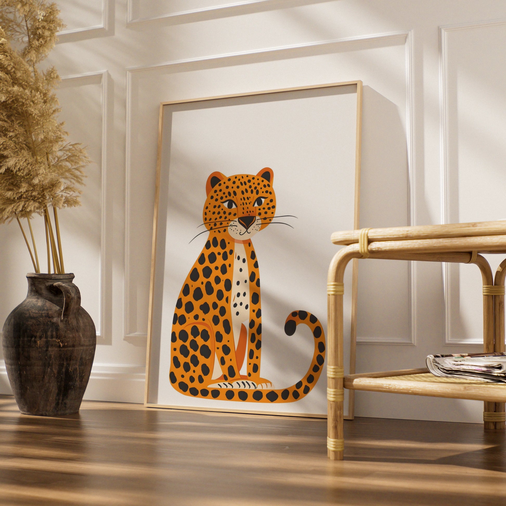Leopard Nursery Wall Art, Cute Safari Animal Print, Kids Room Jungle Poster, Baby Decor