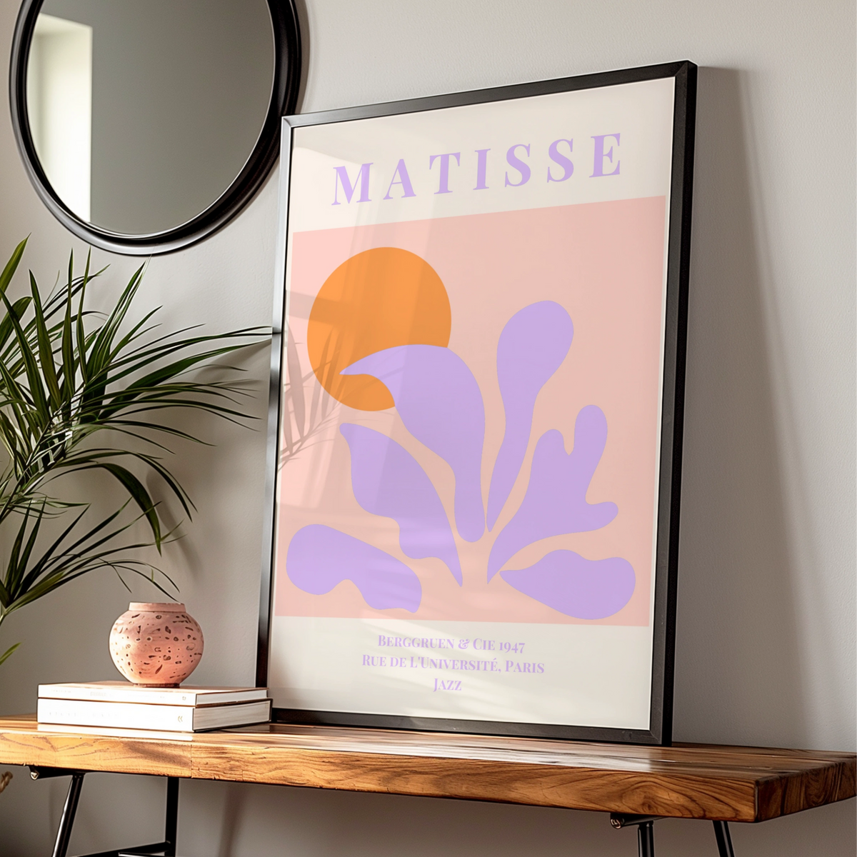 Matisse Jazz Poster, Berggruen Paris 1947, Lilac Pink Orange Maximalist Wall Art