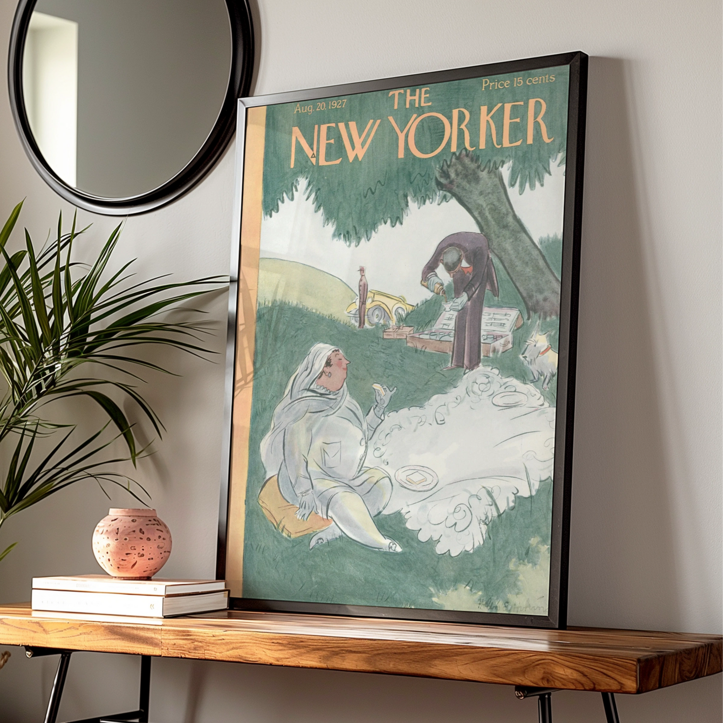 The New Yorker August 1927 Cover Poster, Vintage Picnic Art Print, Retro Wall Art