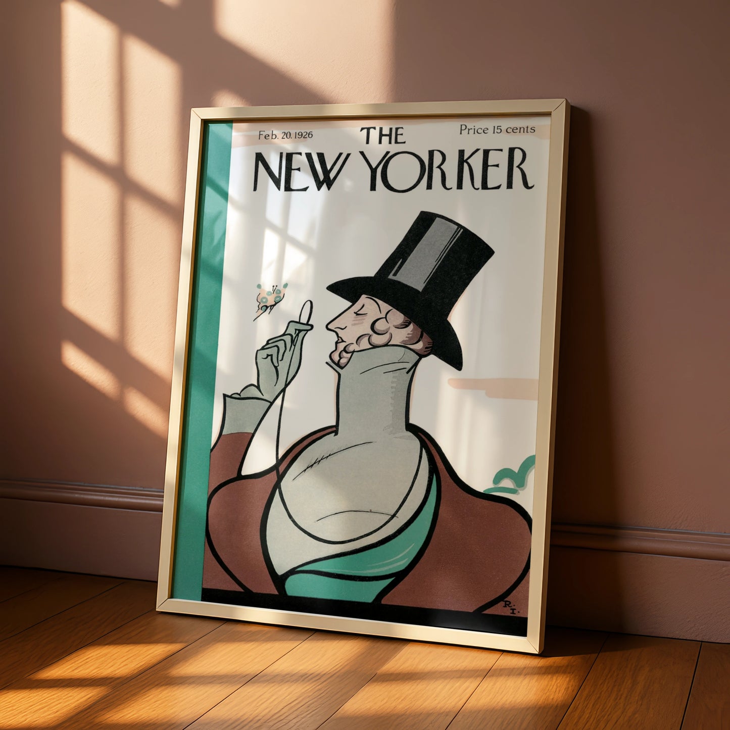 New Yorker Cover Feb 1926 Poster, Vintage Top Hat Dandy Art, Art Deco Wall Print