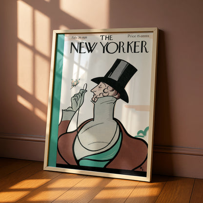 New Yorker Cover Feb 1926 Poster, Vintage Top Hat Dandy Art, Art Deco Wall Print