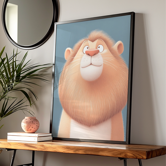 Cute Lion Nursery Wall Art, Baby Boy Room Poster, Kids Animal Print, Children's Decor