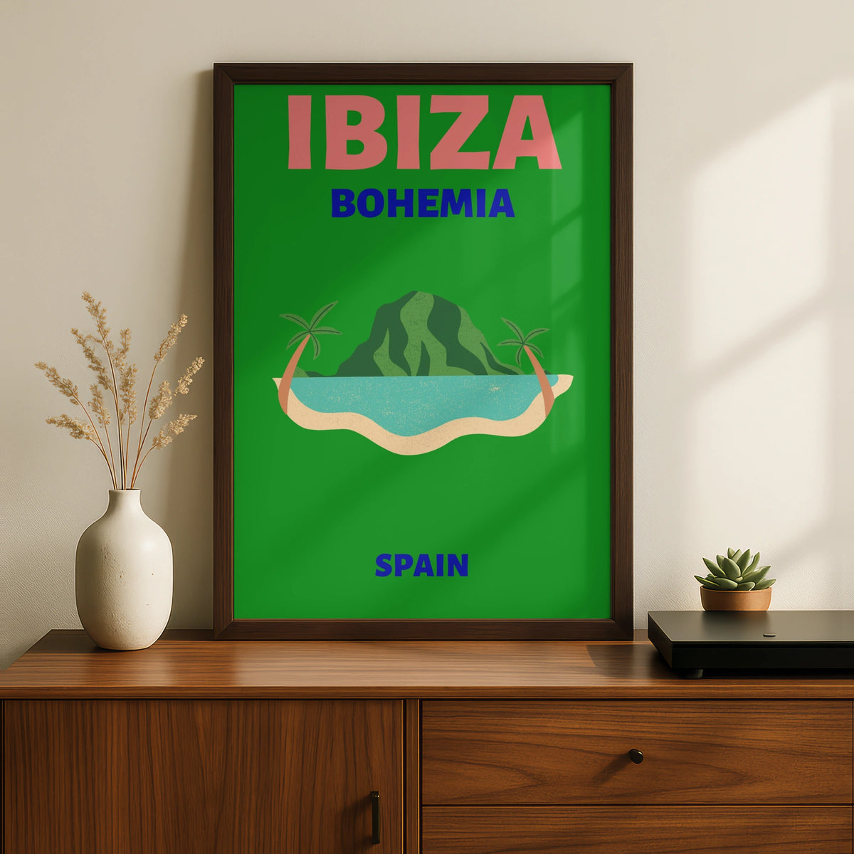 Ibiza Travel Poster, Spain Retro Wall Art, Bohemia Island Print, Balearic Decor