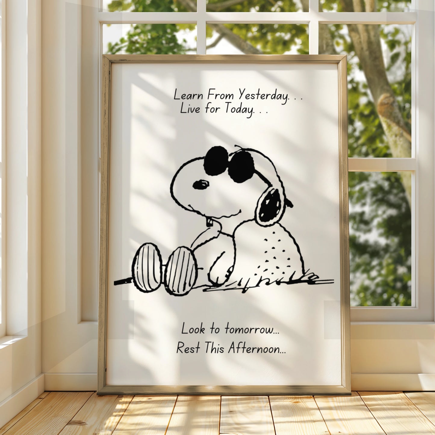 Cartoon Dog Inspirational Quote Poster, Funny Wall Art, Black White Print, Cool Dog Wall Decor
