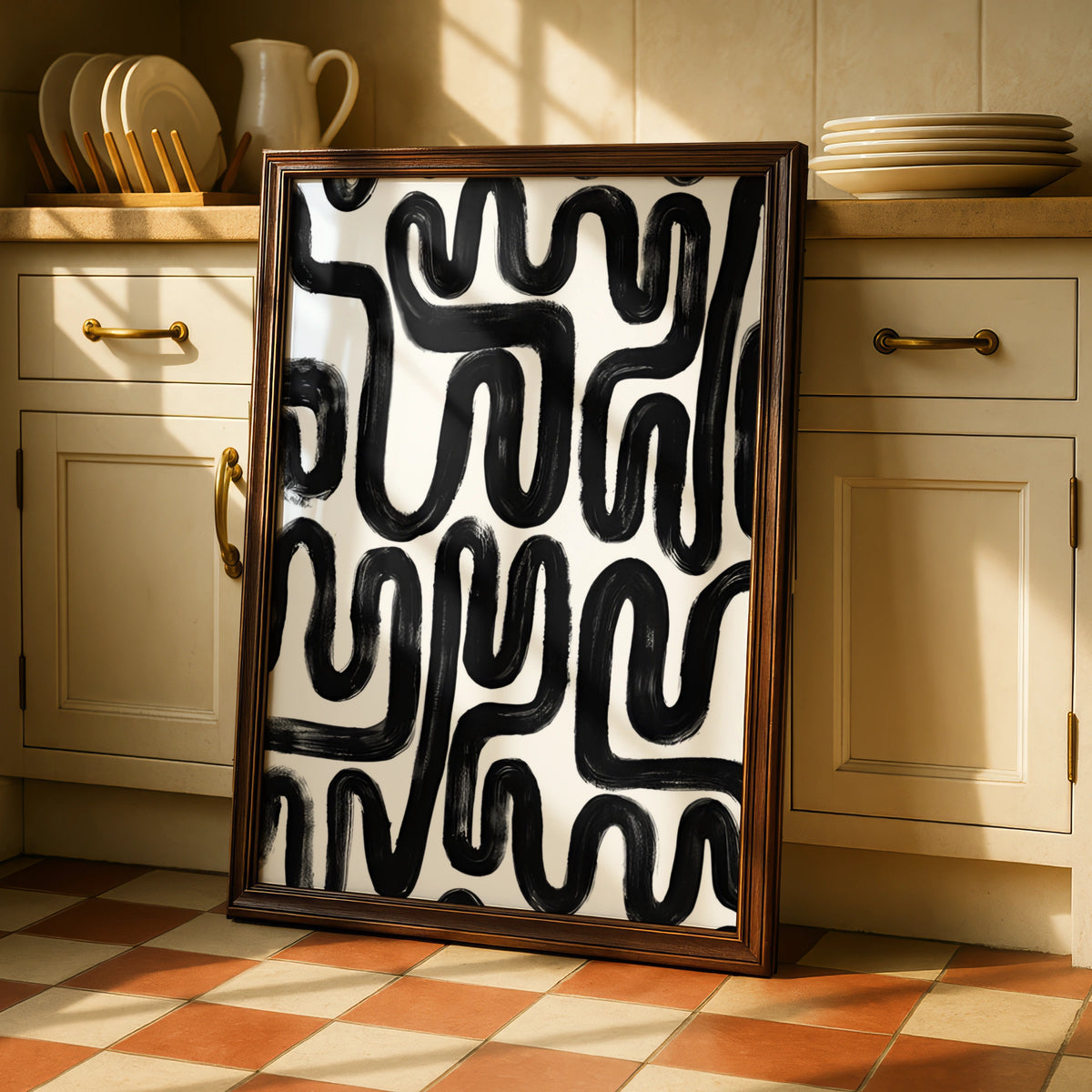 Abstract Brush Stroke Poster, Monochrome Wall Art, Black and White Modern Print