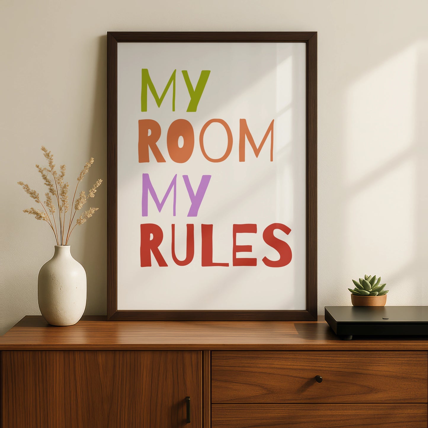 My Room My Rules Nursery Wall Art, Kids Bedroom Poster, Colourful Children Print