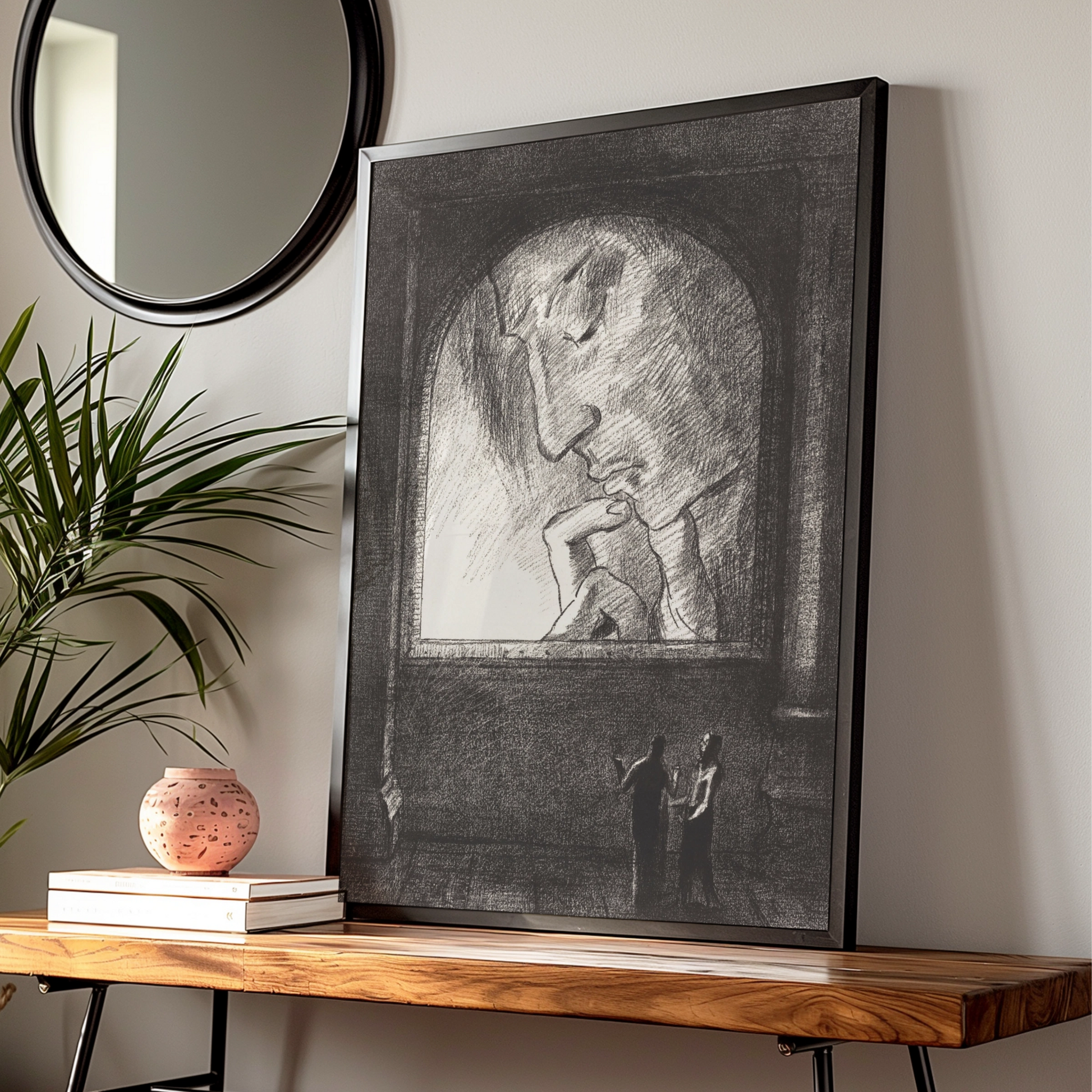 Halloween Gothic Horror Art Print, Dark Figure Archway Poster, Spooky Black Wall Art