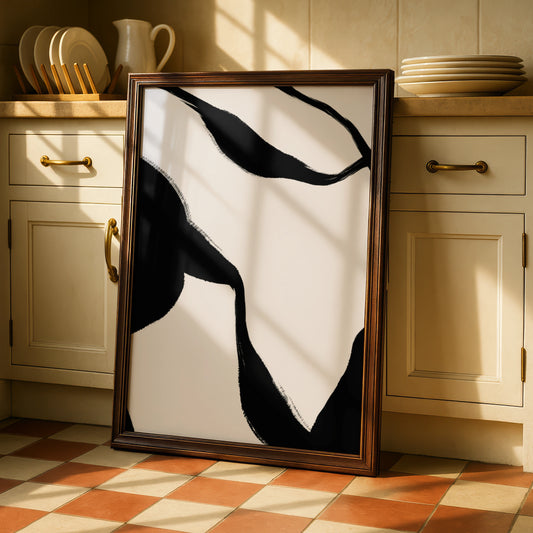 Abstract Brushstroke Monochrome Wall Art, Black and White Poster, Minimalist Print