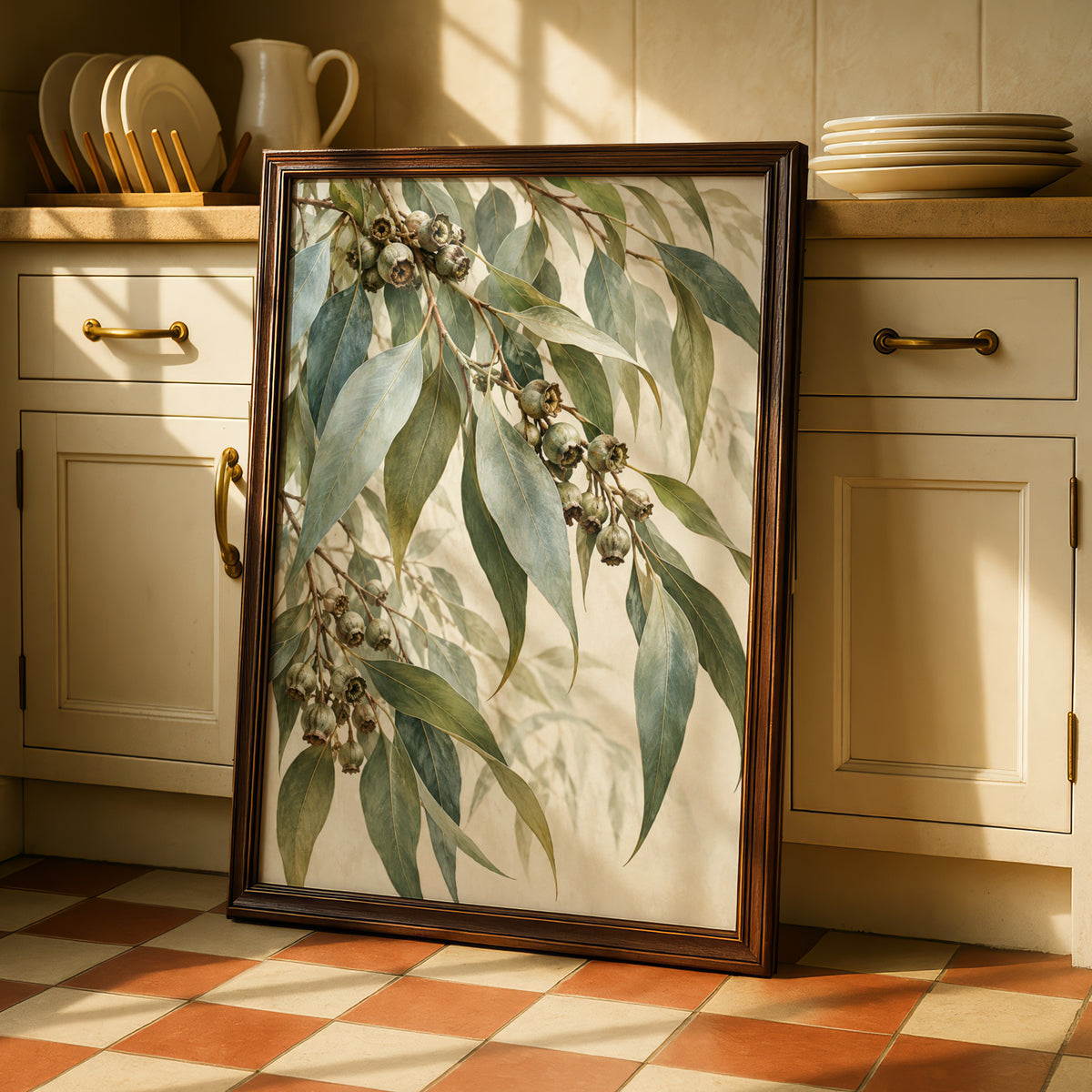Eucalyptus Branch Print, Australian Botanical Wall Art, Gum Leaves Nature Poster