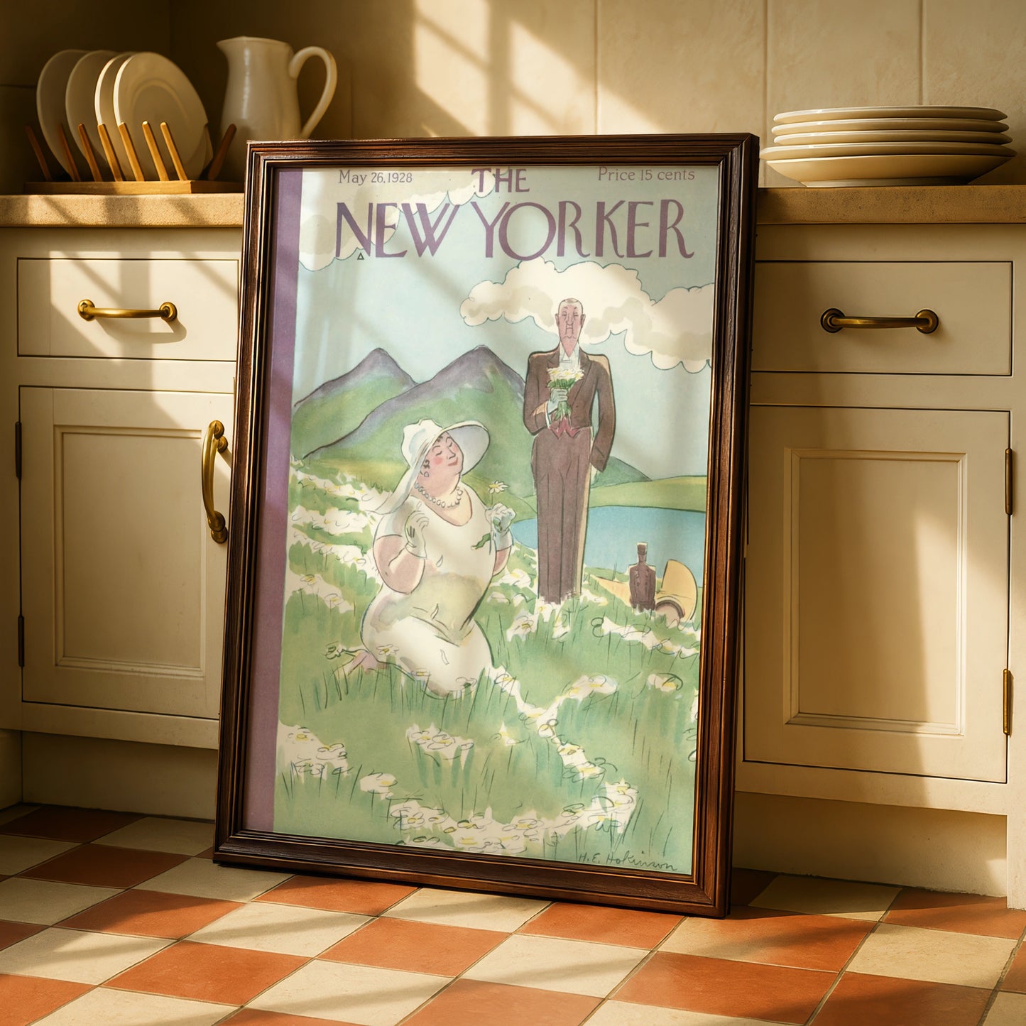 The New Yorker May 1928 Cover Poster, Vintage Wedding Daisy Field Wall Art Print