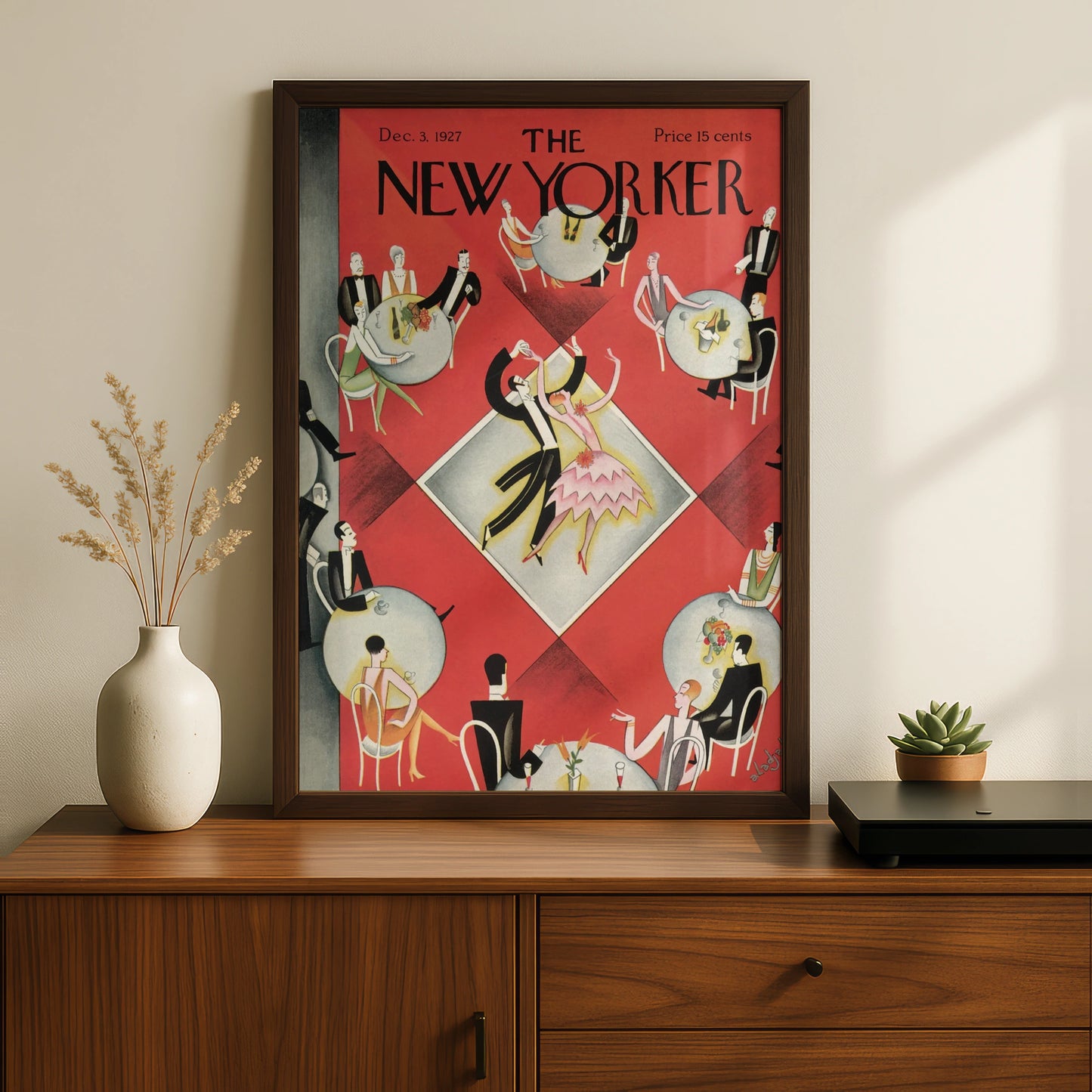 The New Yorker 1927 Art Deco Dance Cover Poster, Vintage Red Jazz Age Wall Art