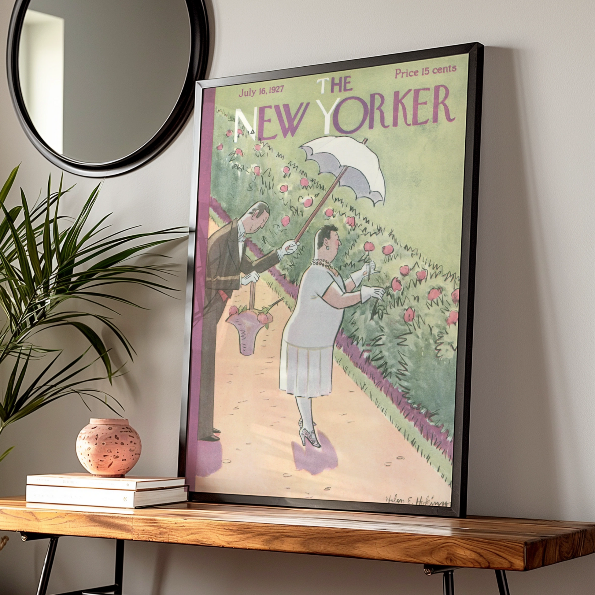 The New Yorker July 1927 Cover Poster, Vintage Garden Scene, Helen Hokinson Wall Art