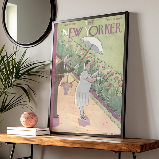 The New Yorker July 1927 Cover Poster, Vintage Garden Scene, Helen Hokinson Wall Art