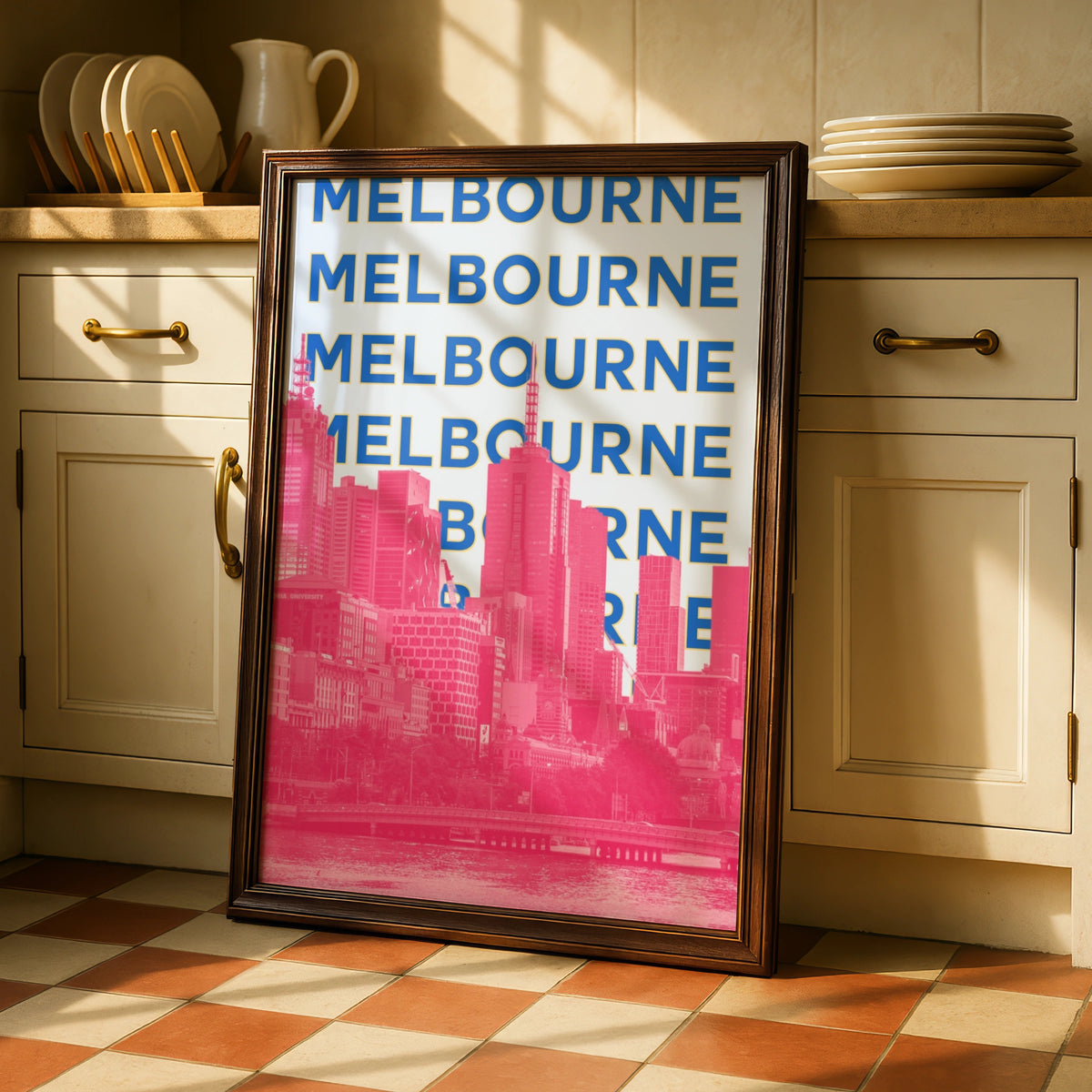 Melbourne Travel Poster, Australia City Wall Art, Retro Skyline Print, Bold Typography