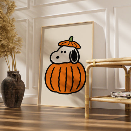 Halloween Cartoon Dog Pumpkin Poster