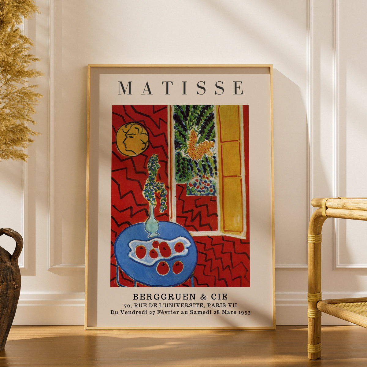 Red Interior Wall Art Print, Colourful Vintage Modernist Poster – product image 1