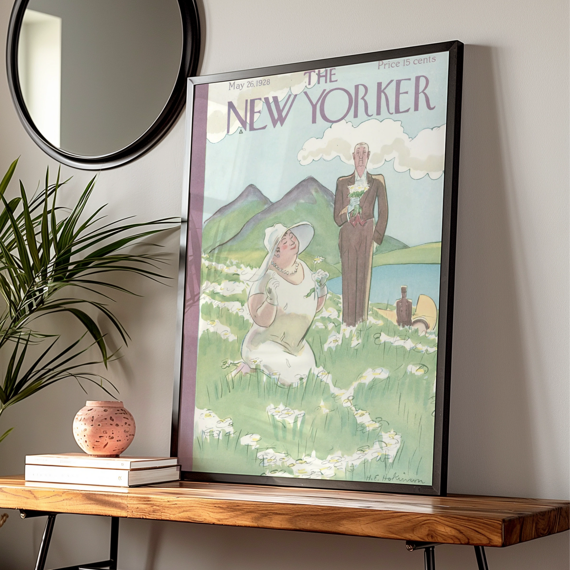 The New Yorker May 1928 Cover Poster, Vintage Wedding Daisy Field Wall Art Print