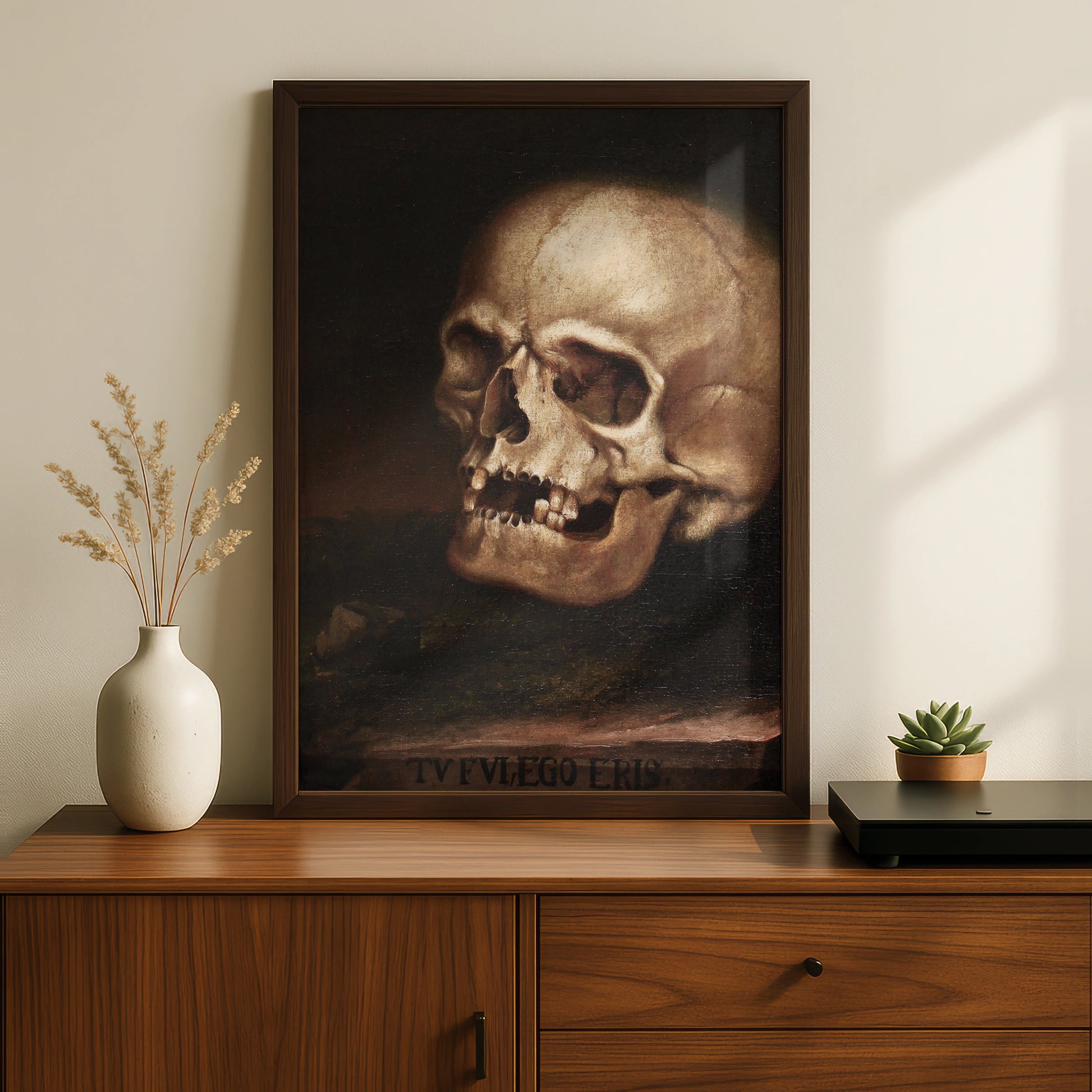 Skull Vanitas Old Master Art Print, Halloween Gothic Memento Mori Dark Academia Poster