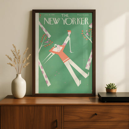 The New Yorker July 1926 Cover Poster, Vintage Art Deco Wall Art, Green Retro Print