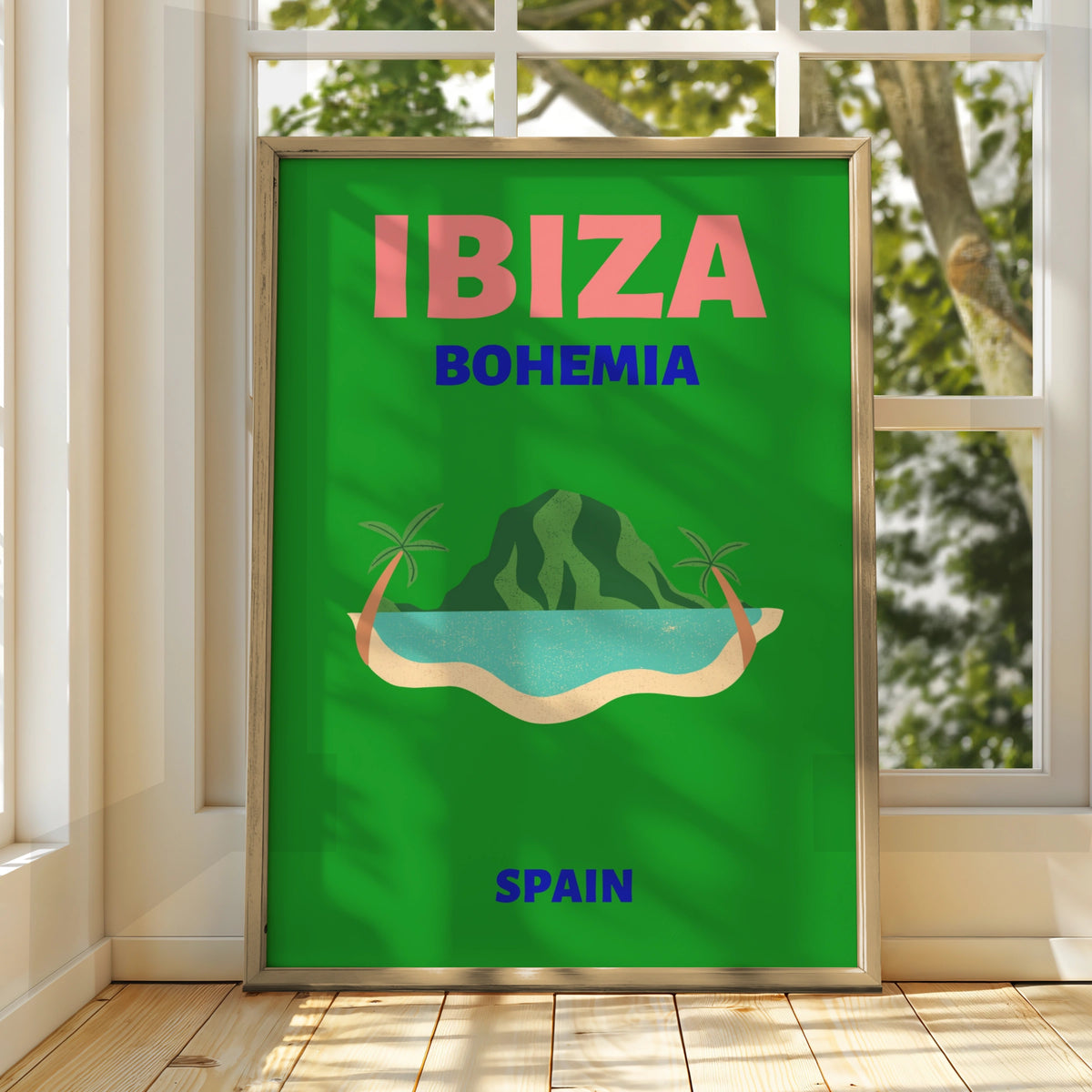 Ibiza Travel Poster, Spain Wall Art, Retro Bohemia Island Print, Balearic Holiday Decor