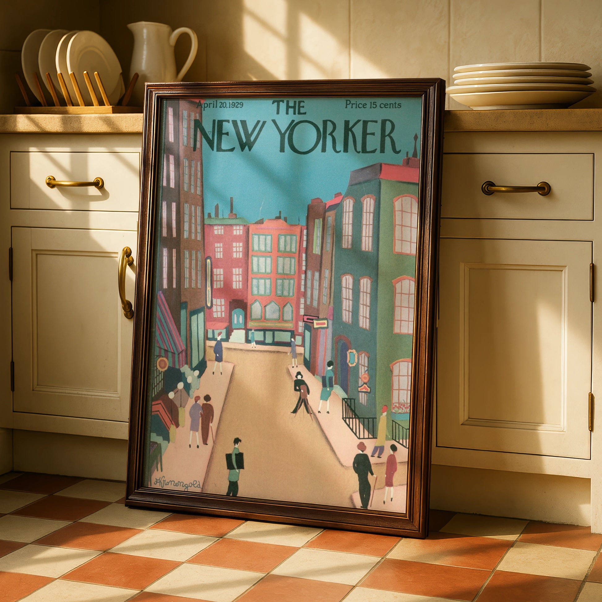 The New Yorker April 1929 Cover Poster, Vintage NYC Street Scene Wall Art Print