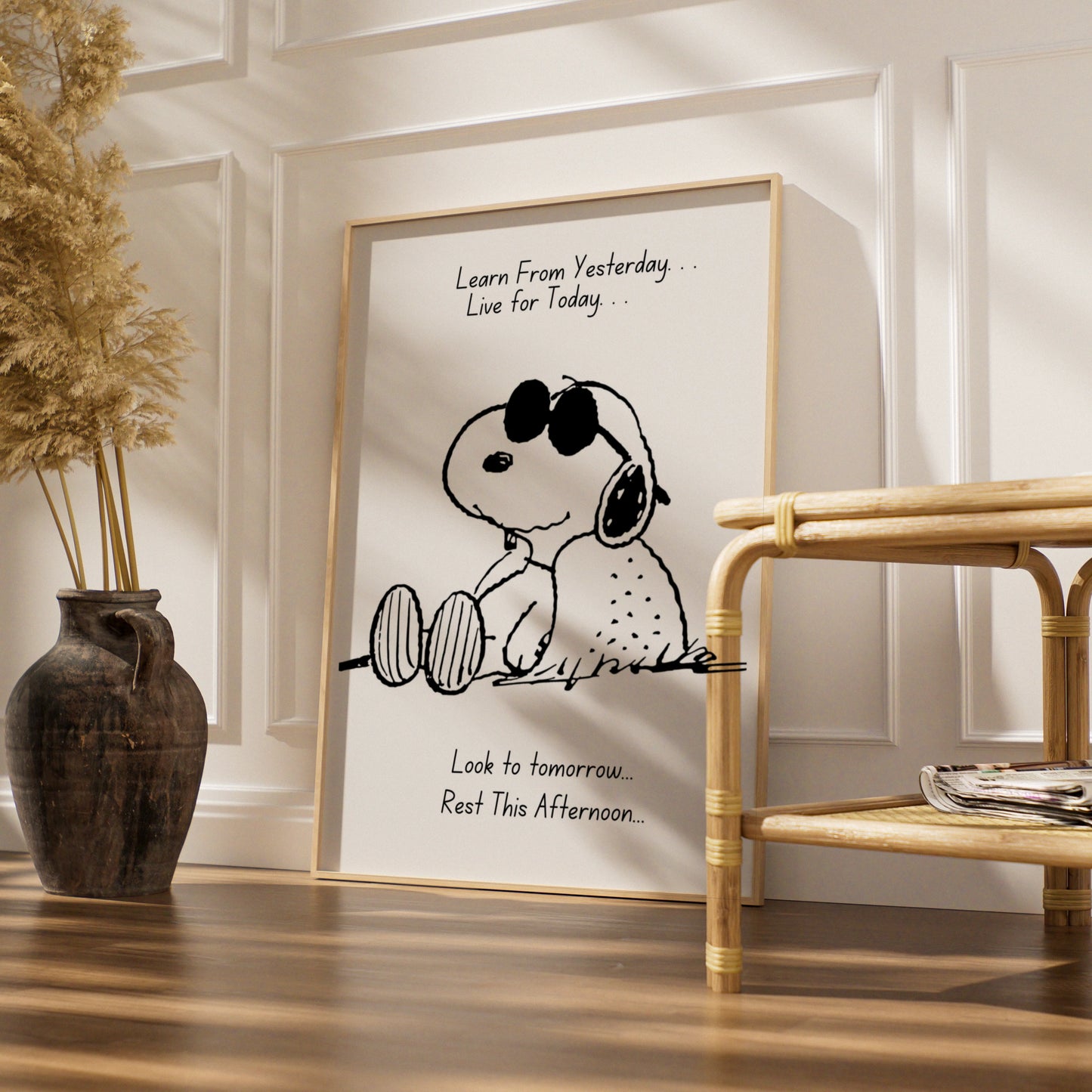 Cartoon Dog Inspirational Quote Poster, Funny Wall Art, Black White Print, Cool Dog Wall Decor