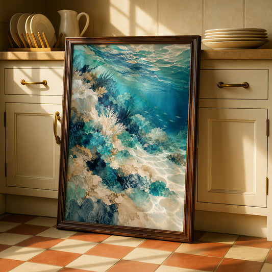 Coral Reef Australian Wall Art, Ocean Underwater Print, Coastal Sea Life Poster