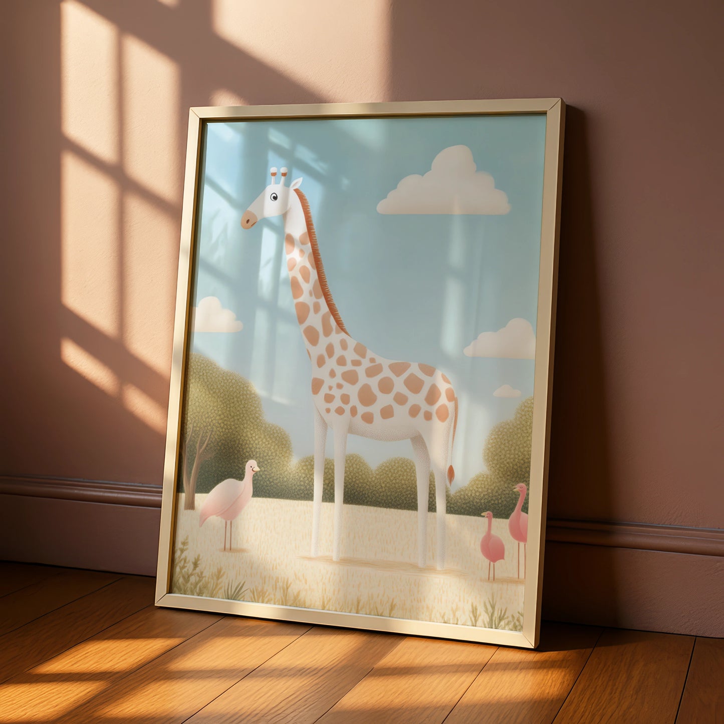 Giraffe Nursery Wall Art, Safari Animal Print, Cute Baby Room Poster, Boho Neutral Decor