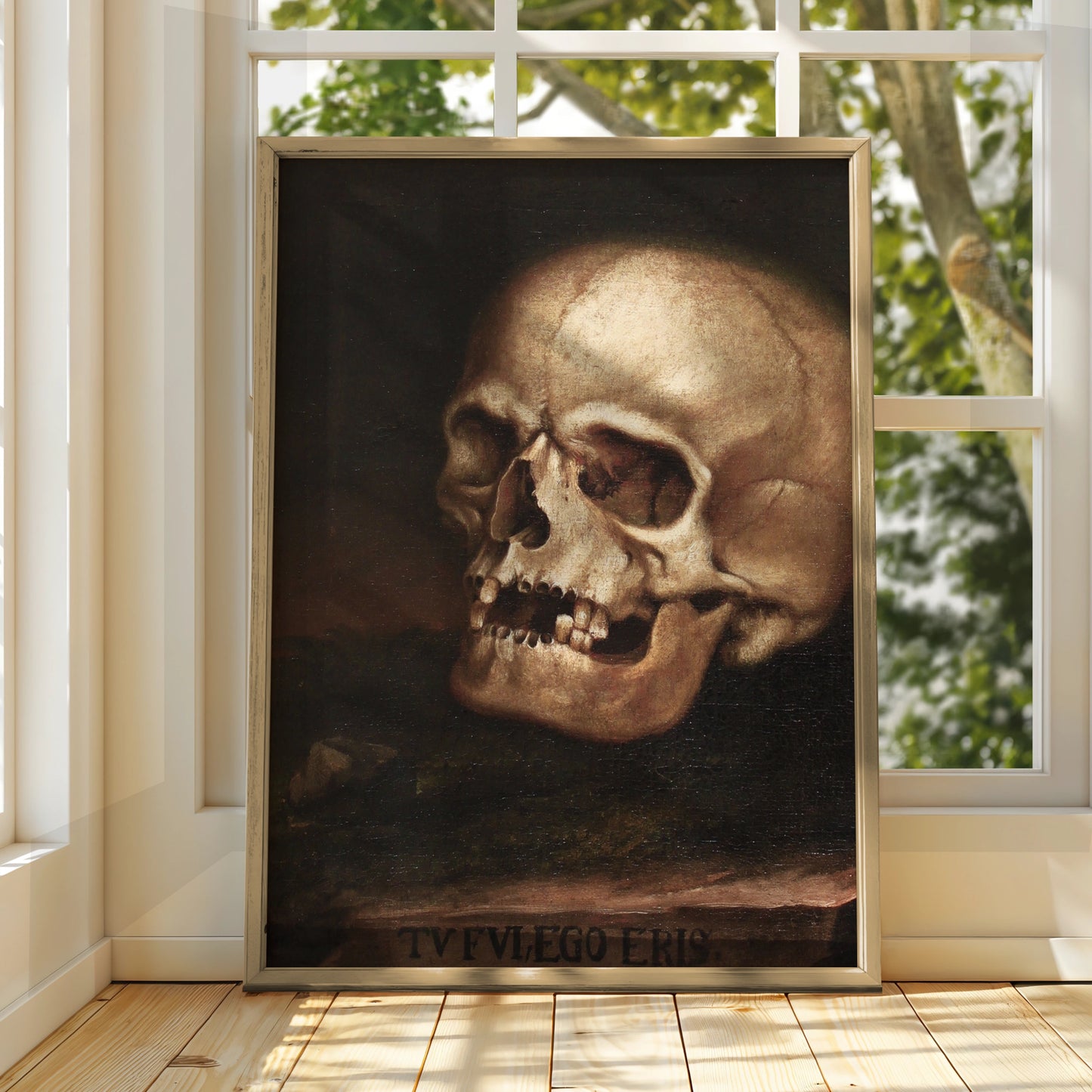 Skull Vanitas Old Master Art Print, Halloween Gothic Memento Mori Dark Academia Poster