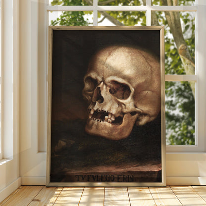 Skull Vanitas Old Master Art Print, Halloween Gothic Memento Mori Dark Academia Poster