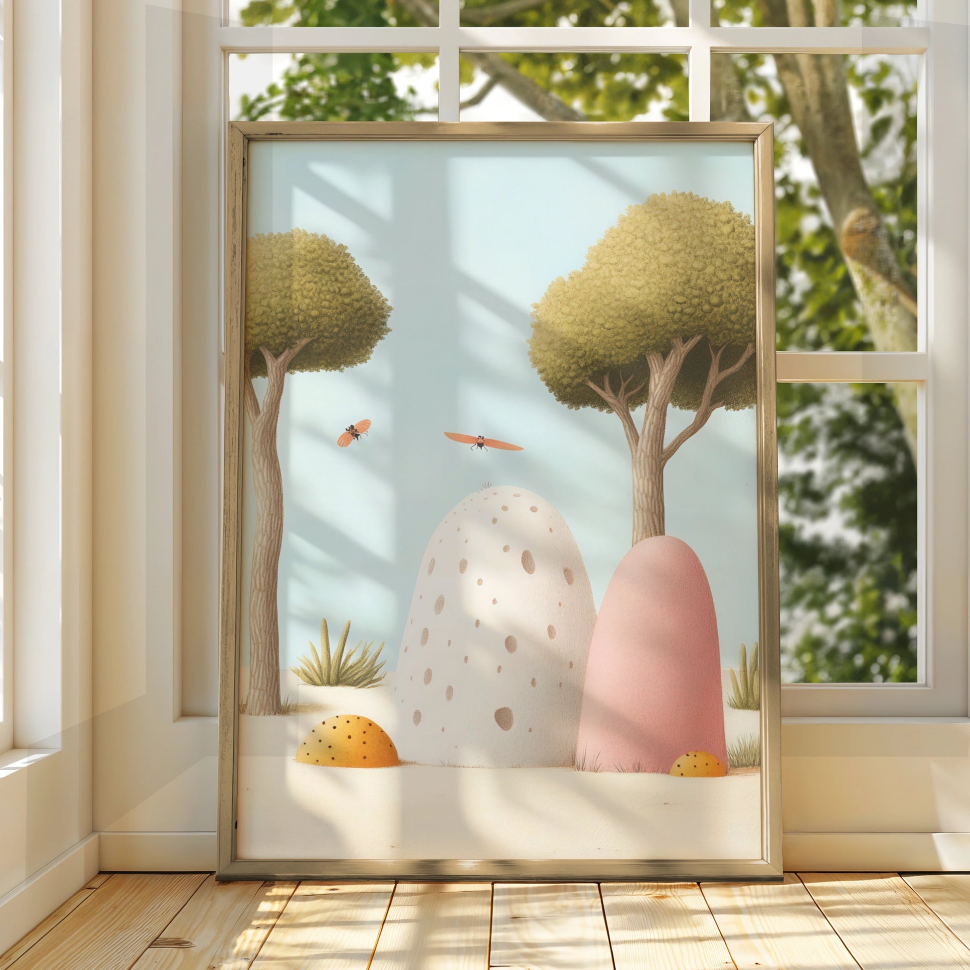 Nursery Wall Art Whimsical Bug Print, Pastel Children's Poster, Kids Room Decor