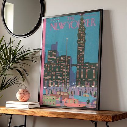 New Yorker 1929 Cover Poster, Art Deco NYC Skyline, Vintage New York City Wall Art Print