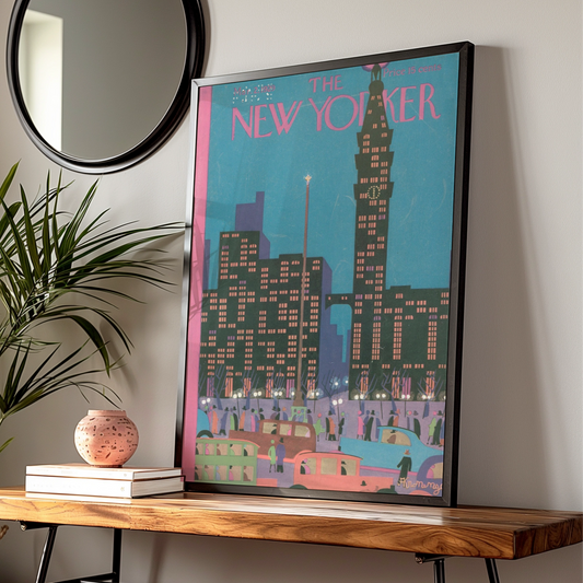 New Yorker 1929 Cover Poster, Art Deco NYC Skyline, Vintage New York City Wall Art Print