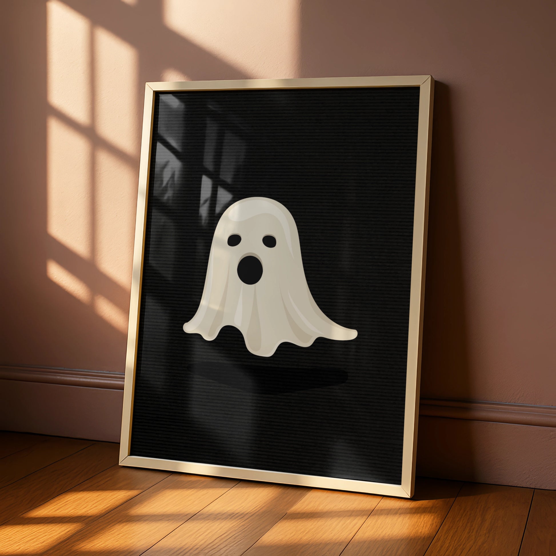 Halloween Ghost Poster, Spooky Ghost Wall Art, Black White Minimalist Print