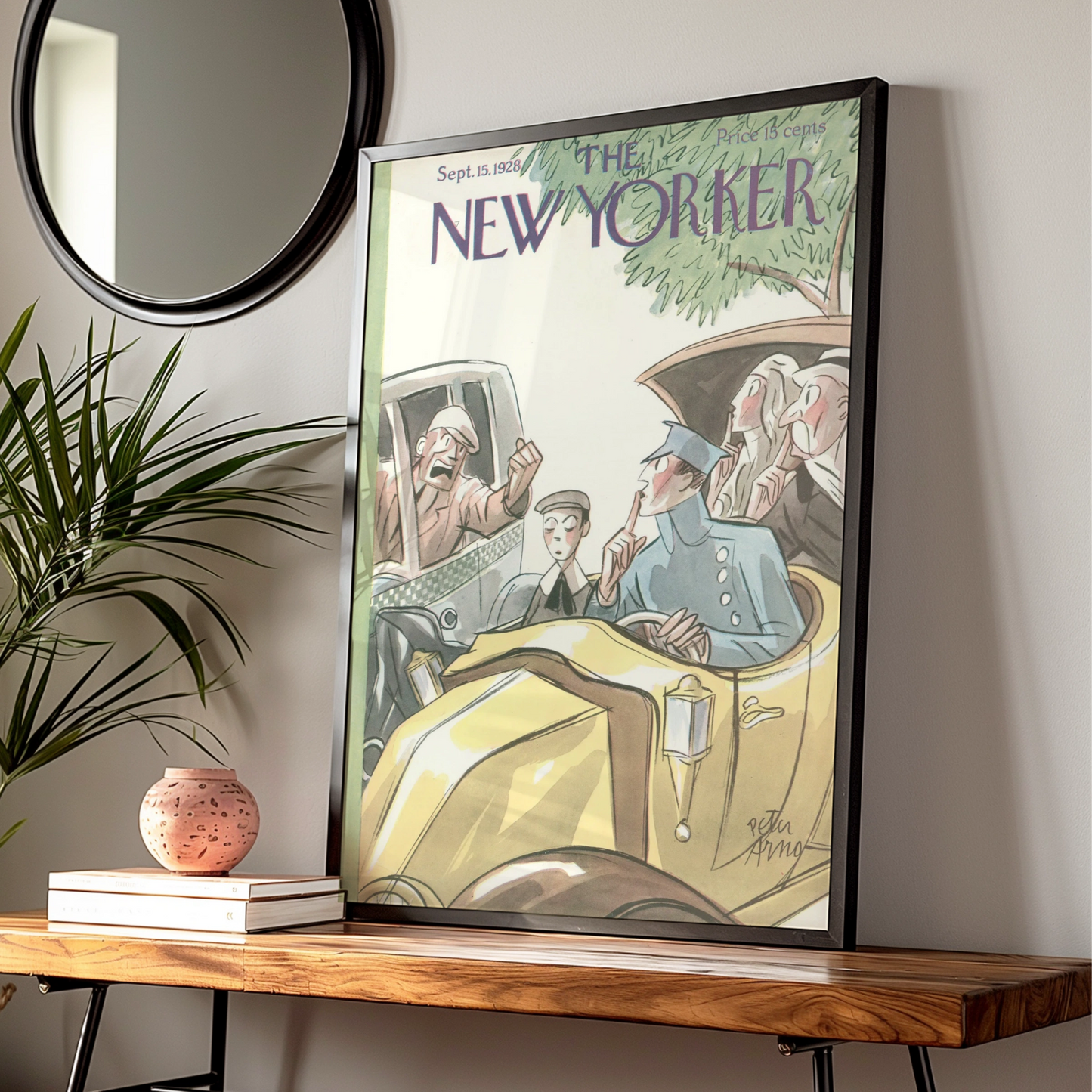 New Yorker Cover Poster Sept 1928, Peter Arno Vintage Car Art, Retro Wall Print
