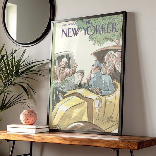 New Yorker Cover Poster Sept 1928, Peter Arno Vintage Car Art, Retro Wall Print