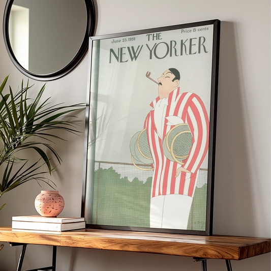 The New Yorker 1928 Tennis Poster, Vintage Art Deco Magazine Cover Wall Art Print