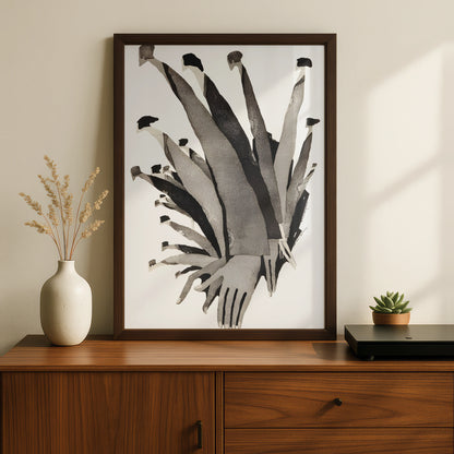 Abstract Figures Monochrome Wall Art, Black and White Collage Print, Modern Gallery Poster