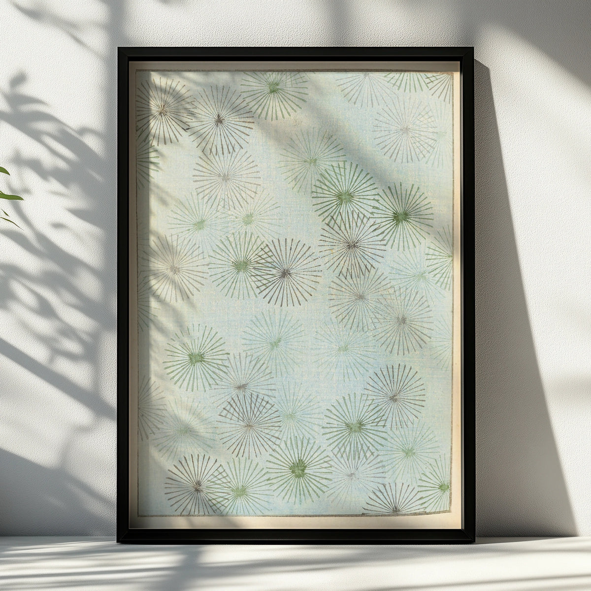 Japanese Botanical Print, Vintage Bijutsukai 1901, Woodblock Wall Art, Japandi Poster – A4 Black frame