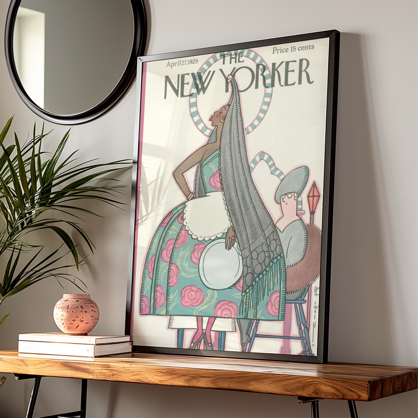 The New Yorker April 1929 Cover Poster, Rea Irvin Art Deco Maid Print, Vintage Wall Art